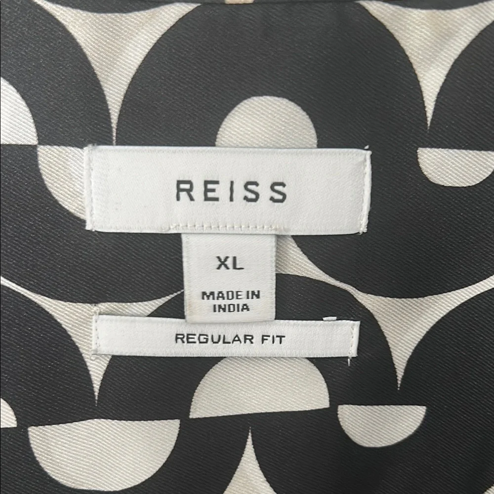 Reiss Black and White Camp Button Down Shirt - Picture 6 of 6